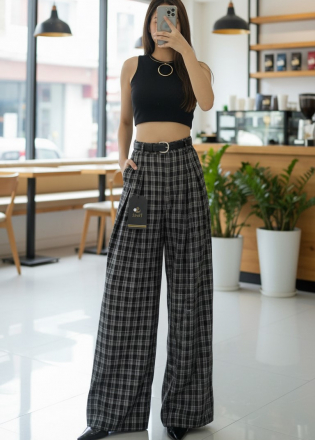 Quần Nữ Dài Ống Suông Họa Tiết Caro (Mã: K16602) 