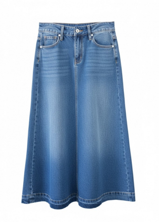 Váy Jeans dài suông xanh wash đậm