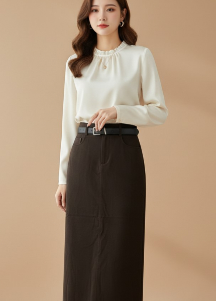 Chân Váy Dạ Dài Nịch Nhỏ (Mã: B363)