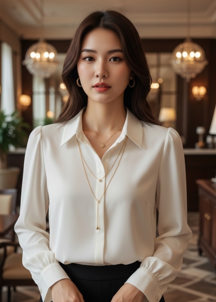 Áo Sơ Mi Lụa Dây Chuyền (Mã:C468)