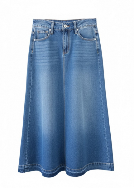 Váy Jeans dài suông xanh wash đậm