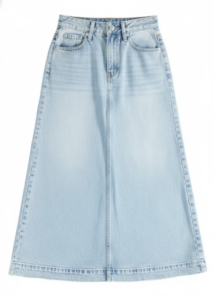 Váy Jeans dài suông xanh wash nhạt