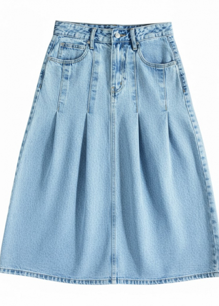 Váy Jeans wash xếp ly