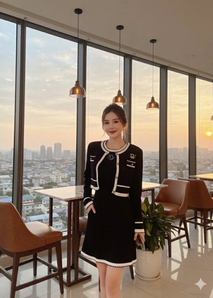 Set Váy & Áo Khoác len dệt kim