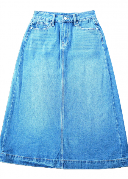 Váy Jeans dài suông xanh wash đậm