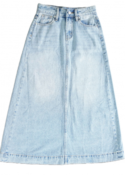 Váy Jeans dài suông xanh wash nhạt